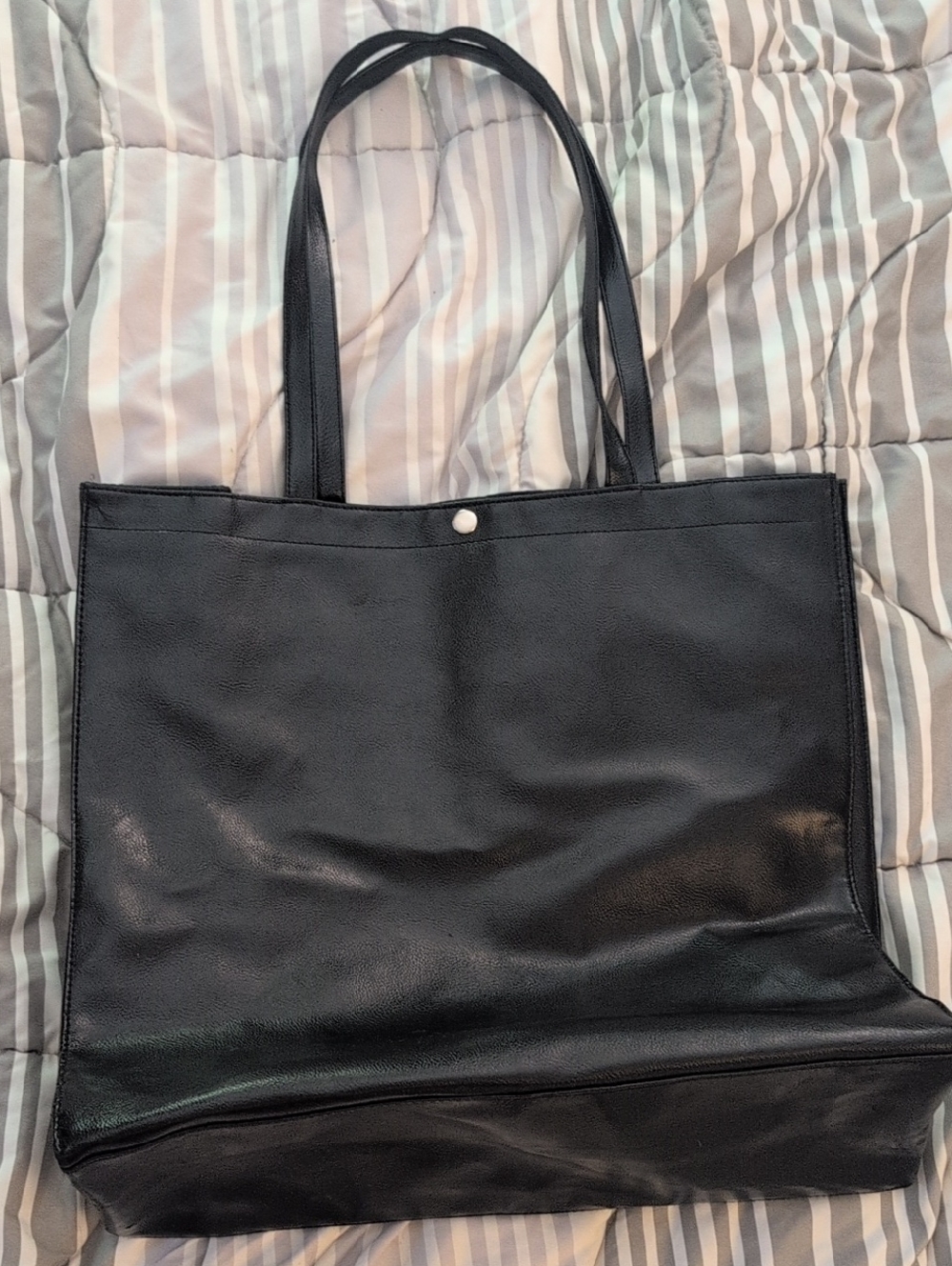Classic Black Leather Tote Bag